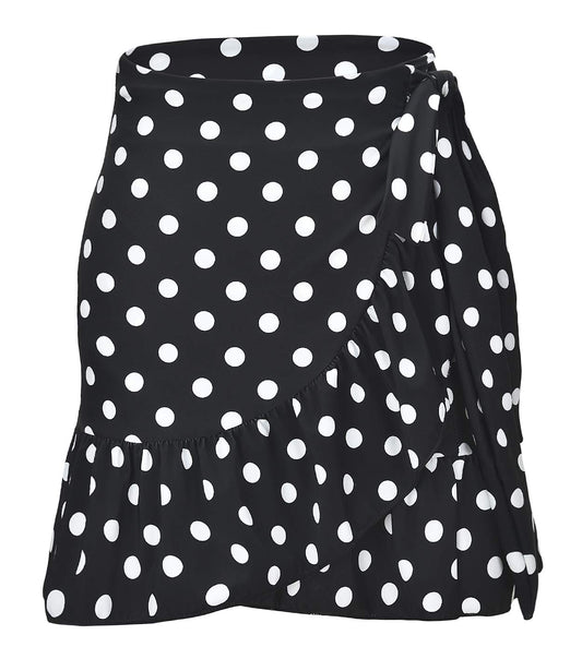 ChinFun Women's Active Skirts Swimsuit Bathing Suit Cover-ups Sarongs Wrap Beachwear Athletic Cover up Black Dot