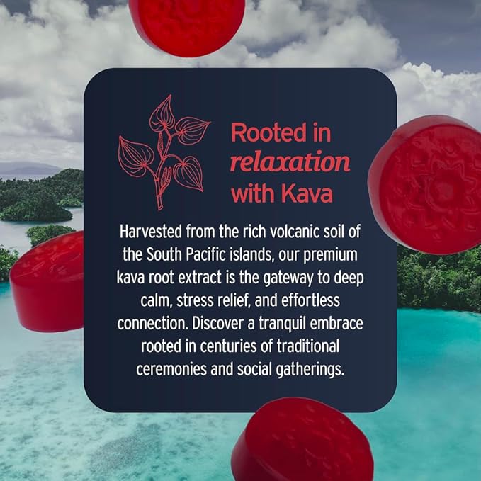 Kava Gummies for Stress Relief & Deep Calm – 100mg Kavalactones per Serving – Vegan, Pacific Island Root Extract | Mixed Berry Flavor, 30 Count