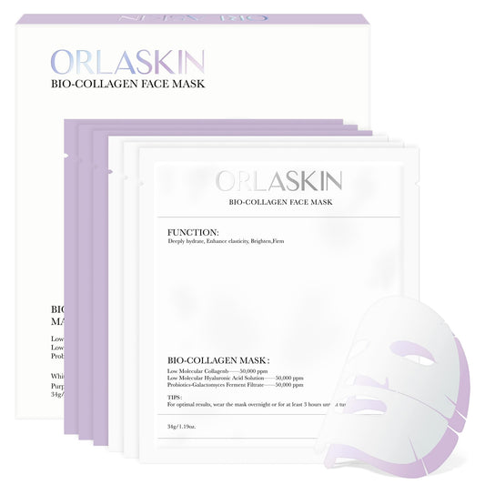 Deep Bio-Collagen Real Mask 34g*6ea, Facial Hydrogel Masks with Low Molecular Weight Collagen, Hydrating Overnight Mask for Moisturizing, Pore Minimizing, Firming, Elasticity, Wrinkle, Easily Absorbed