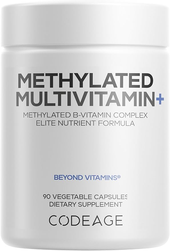 Codeage Methylated Multivitamin Supplement - B-Vitamin, Vitamins A, C, D, E, K2, B12 Methylcobalamin - L-Methylfolate - Magnesium, CoQ10, DIM, Probiotics, Benfotiamine, Lithium, Calcium - 90 Capsules