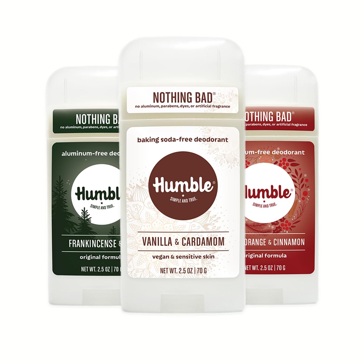 Humble Brands, Inc, Humble Brands Holiday Scents 3 Pack (Sweet Orange & Cinnamon, Frankincense & Fir, Vegan/Sensitive Vanilla & Cardamom)