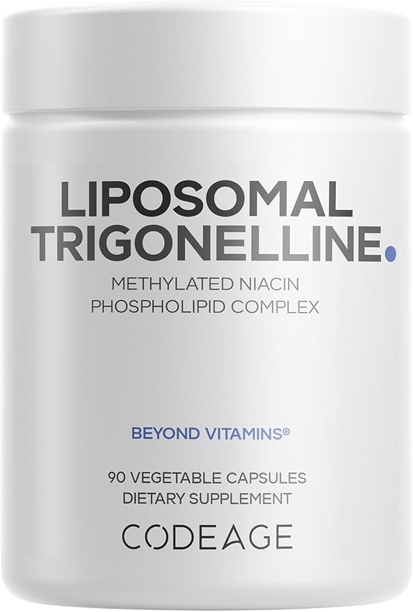 Codeage Liposomal Trigonelline - 250 mg Per Capsule - 3-Month Supply - Plant-Based Alkaloid - Liposomal Delivery for Bioavailability - Metabolic Health Support - Vegan Nootropic Non-GMO - 90 Capsules