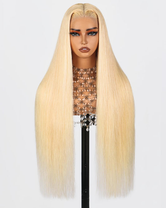 Arabella 613 Lace Front Wig Human Hair 13x4 Ready to Go Glueless Wig 12A Blonde Lace Front Wigs Human Hair 210% Density 613 Straight Hair 613 HD Lace Frontal Wig(24inch, 613 13X4 Straight Wig)