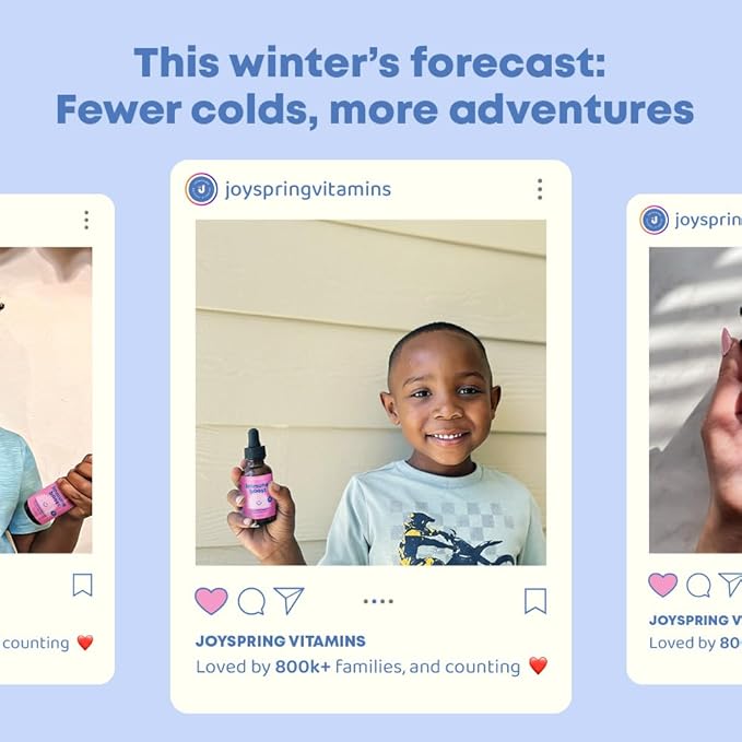 JoySpring Immune Drops - Kids Immune Support Liquid Supplement (2 fl oz) - Echinacea, Elderberry, Oregon Grape Root, Orange Peel, Vitamins A, B6, C - Natural Support System for Children & Adults