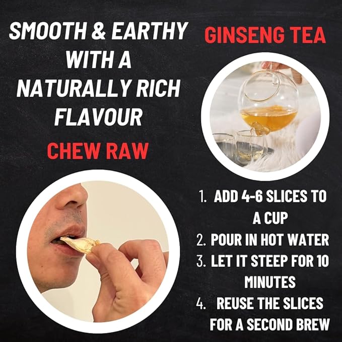 Canadian Ginseng Root Slices - Chew Raw/Make Ginseng Tea - Energy/Immunity/Focus