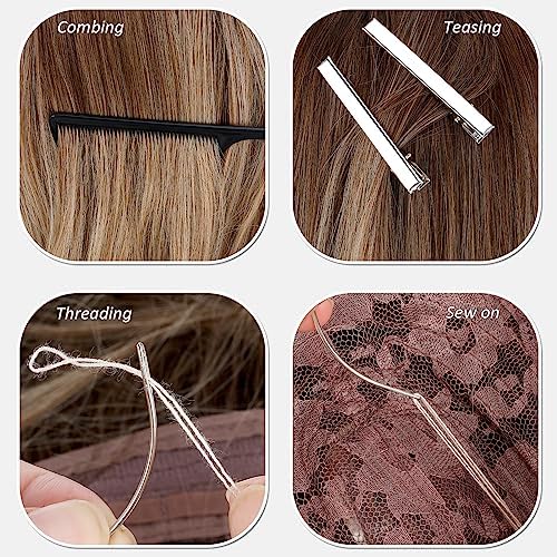 Hair Extension Tools Kit, 2500 Silicone Lined Micro Rings, 1 Plier, 1 Comb, 1 Threader, 1 Crochet Hook, 10 Curved Hair Needle, 5 Metal Hair Clips, 5 Rolls Sewing Threads, 1000 Mini Rubber Bands