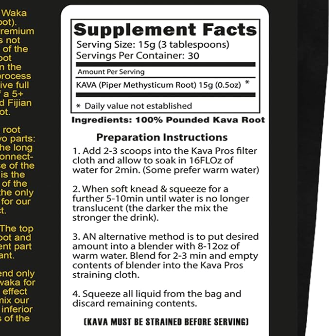 Kava Powder Fijian Gold Premium 5+ Years Matured Kava Root Full Strength Kava Kava from Fiji Islands Organic Grown Super Strength Kava Root
