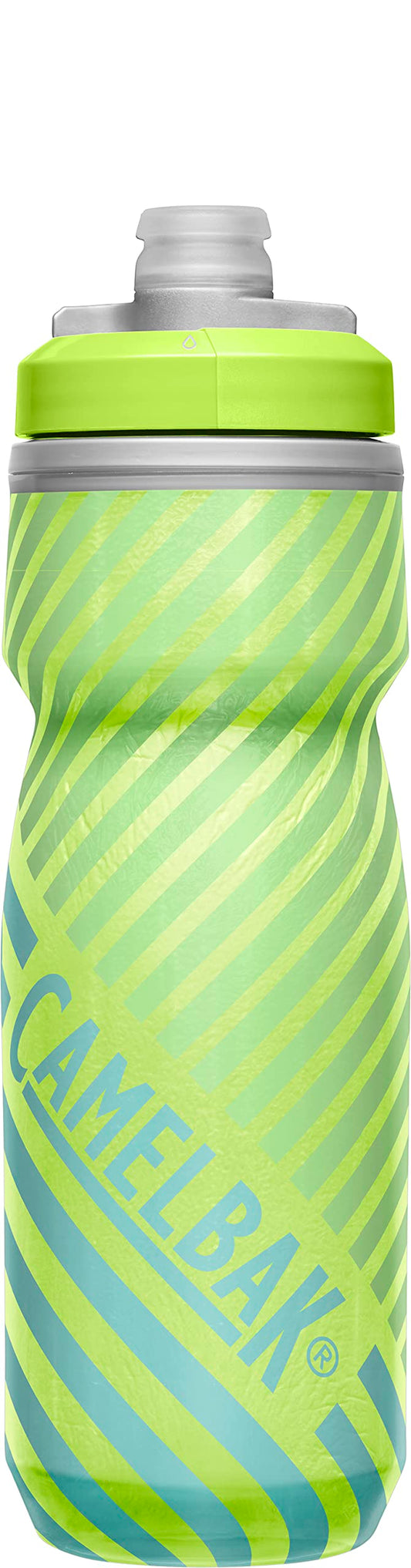 CamelBak Podium Chill Insulated Bike Water Bottle - Easy Squeeze Bottle - Fits Most Bike Cages - 21oz, Lime/Blue Stripe