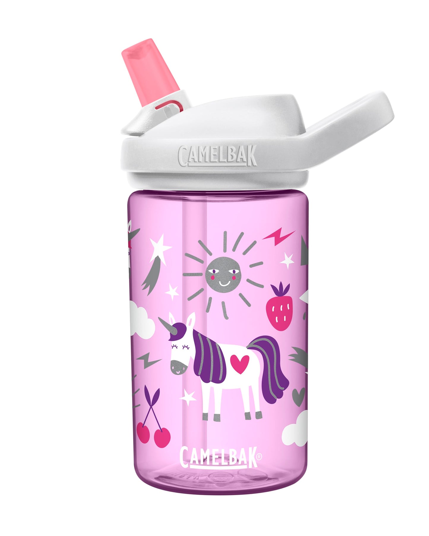 CamelBak eddy+ 14oz Kids Water Bottle with Tritan Renew – Straw Top, Leak-Proof When Closed, Unicorn Party