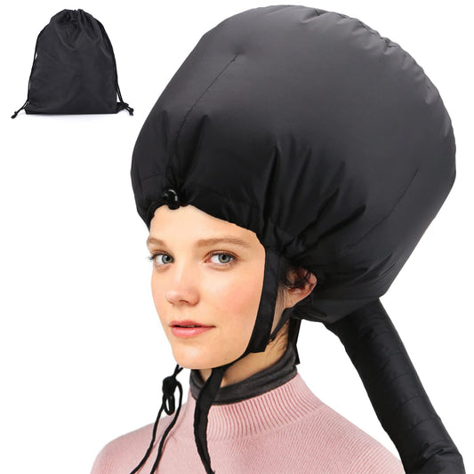 Bonnet Hooded Hair Dryer Attachment, Larger Adjustable Deep Conditioning Cap for Fast Hair Drying with Elastic Band for Fixing Free, Hair Curling Nursing Oil Treat-Ment SPA Steamer Cap