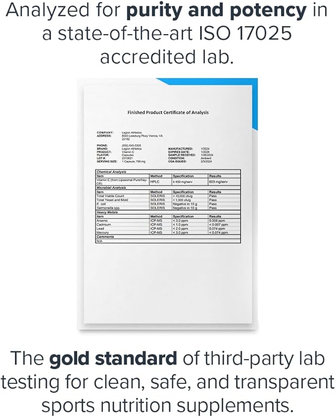 LEGION Liposomal Vitamin C Supplement - High Absorption Liposomal VIT C Supplement for Women & Men - Natural Vitamin C Supplements for Immune System Support (60 Vitamin C Capsules)
