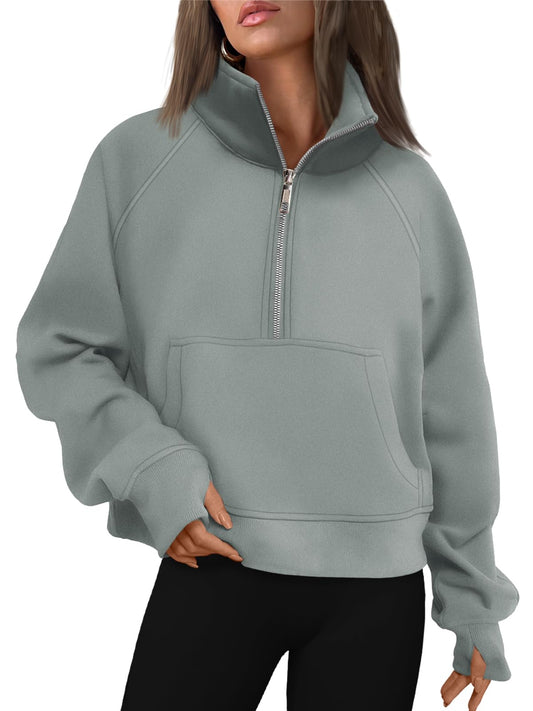 AUTOMET Womens Sweatshirts Long Sleeve Tops Hoodies Shirts Half Zip Pullover Cropped Oversized 2024 Fall Fashion Outfits Sweaters