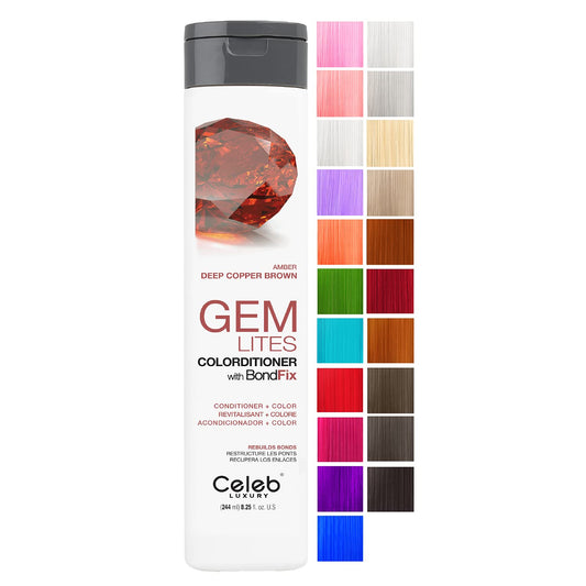 Celeb Luxury Gem Lites Amber Colorditioner, Color Depositing Conditioner with Bondfix Bond Rebuilder, Semi Permanent Hair Colour Glaze, Maintains and Refreshes Copper to Medium Auburn Tones