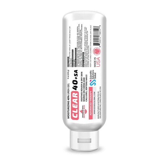 CLEAR Urea Cream 40% +2% Salicylic Acid (8oz) | Softens Cracked Heels & Dry Skin Urea Salicylic Acid Cream- Tea Tree & Coconut Oil | Salicylic Acid Foot Cream for Callus & Corn Treatment | Made in USA