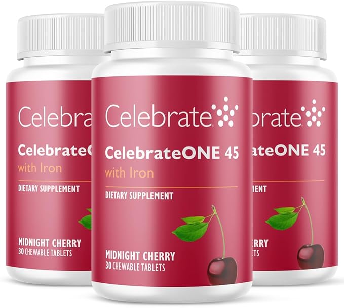 Celebrate Vitamins CelebrateONE 45 Chewables, 45mg Iron - One A Day Bariatric Multivitamin, Essential Vitamins & Minerals - Gastric Bypass & Sleeve Gastrectomy Supplement - Cherry (90 Tablets)