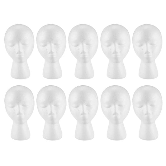 CRAKES 10X Styrofoam Foam Mannequin Wig Head Display Hat Cap Wig Holder White Foam Head