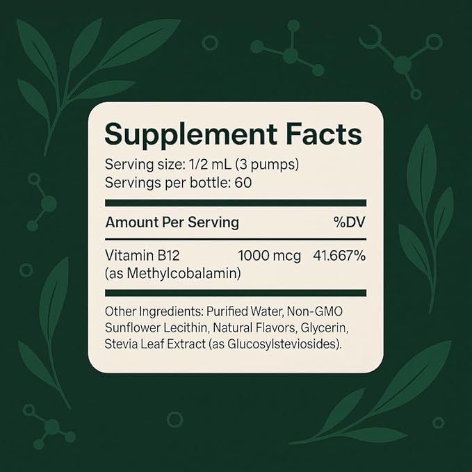 InErth Liposomal Vitamin B12 Liquid Drops - 1000 mcg Sublingual Methylcobalamin for Energy, Metabolism, Nervous System Immune Support - High Absorption Vegan VIT B12 Complex Supplement 1 Fl Oz