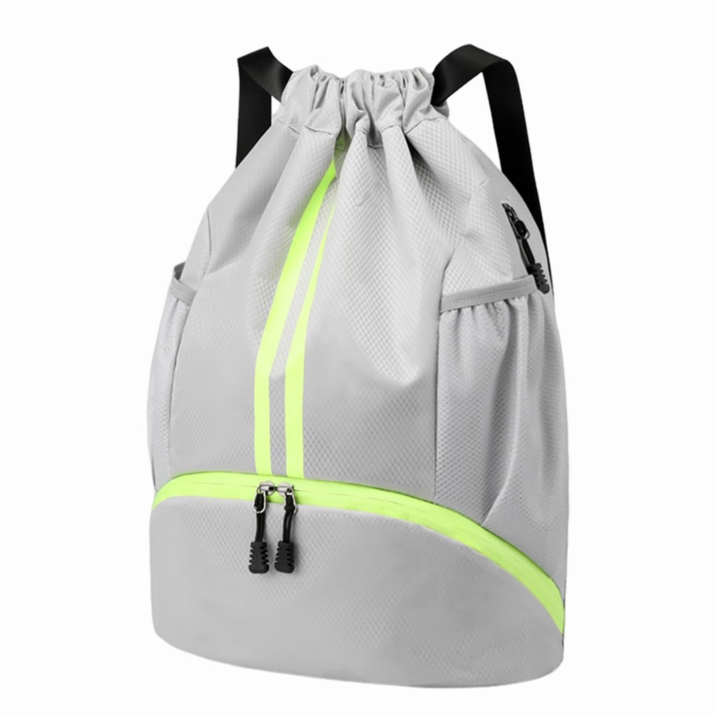 Hoedia Sports Drawstring Backpack - String Swim Gym Bag with Shoes Compartment and Wet Proof Pocket for Women&Men