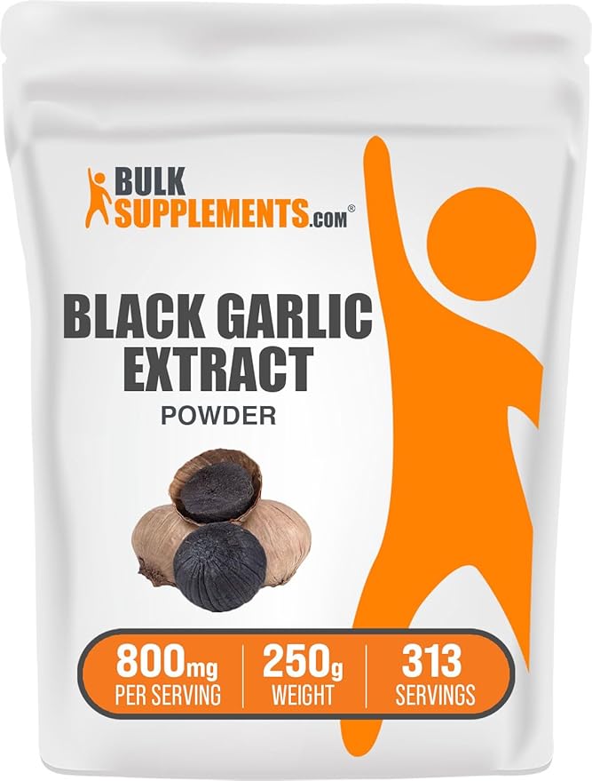 BulkSupplements.com Black Garlic Extract Powder - Aged Garlic Extract, Black Garlic Supplement, Black Garlic Powder - Gluten Free, 800mg per Serving, 250g (8.8 oz) (Pack of 1)