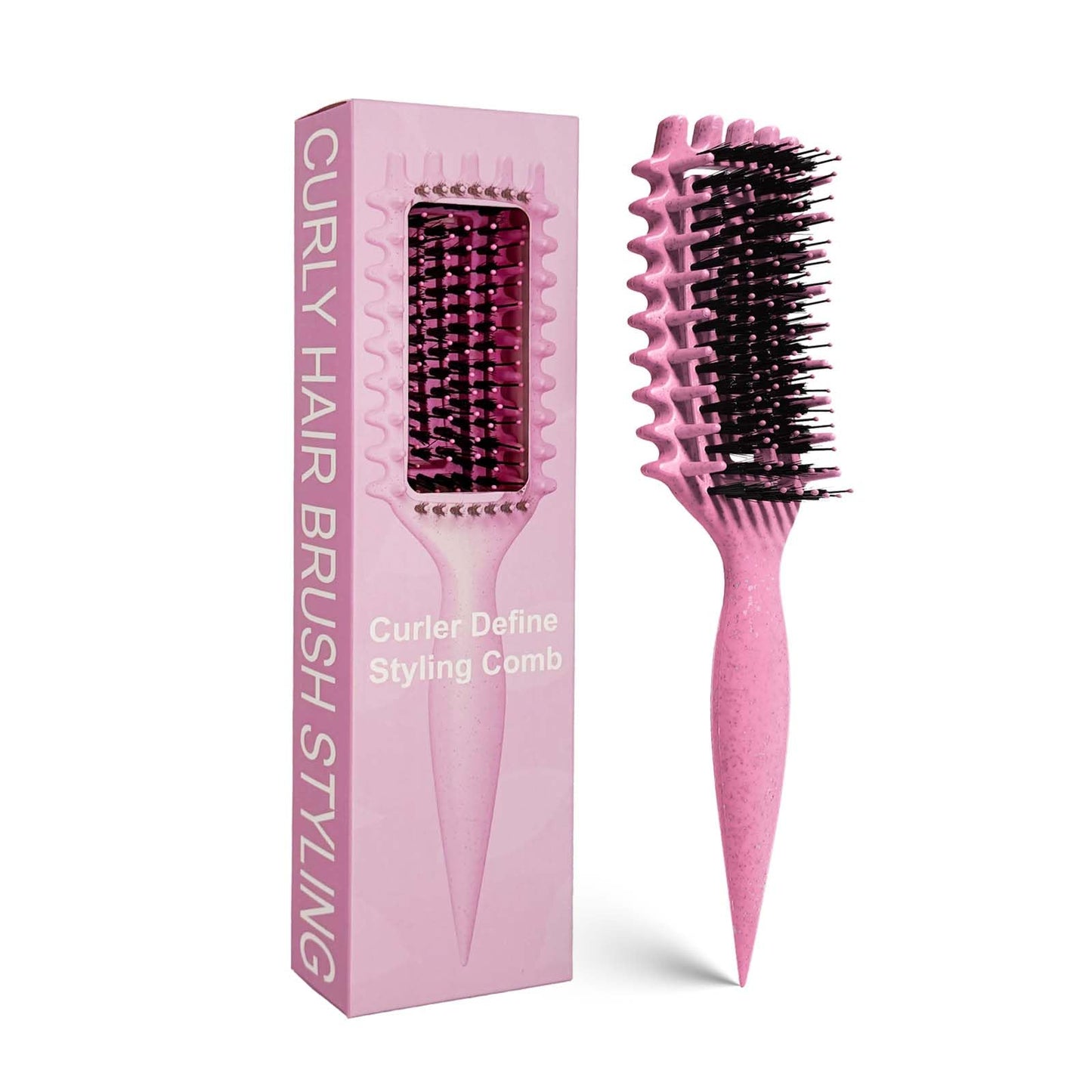 Curly Hair Brush Candybrush Curl Defining Brush for Detangling Shaping and Defining Curls for Women, Men, Wet & Dry Hair (Pink)
