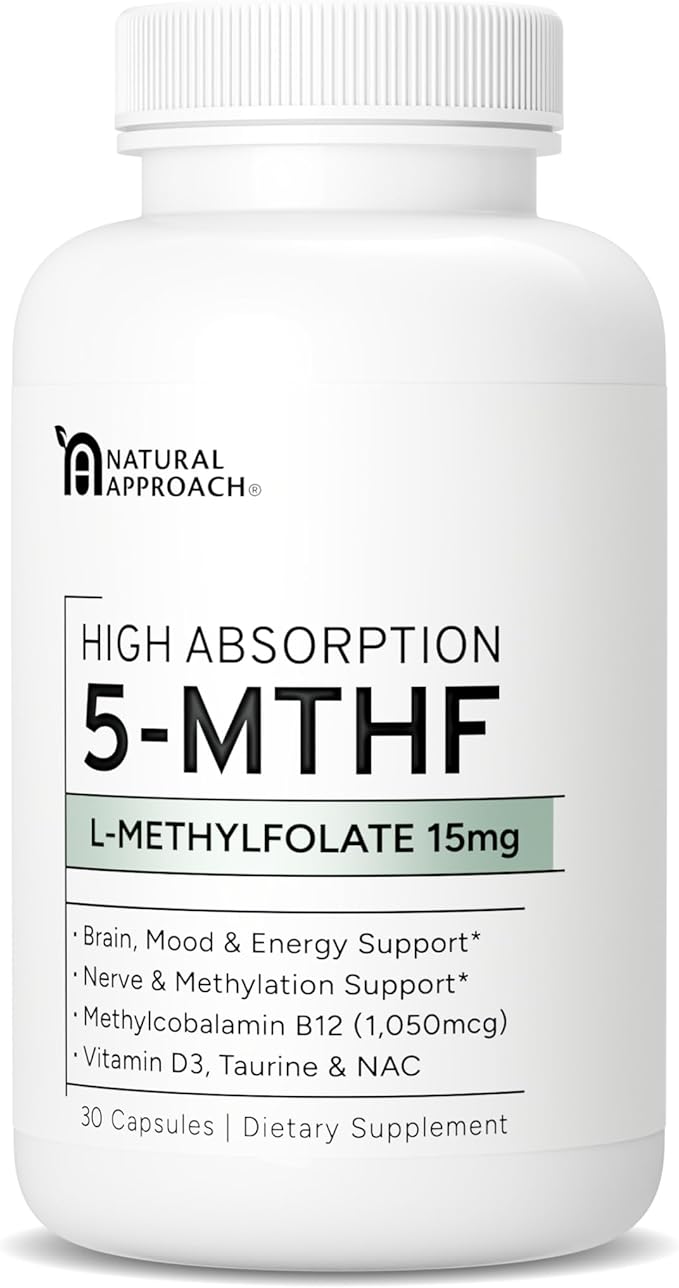 L-Methylfolate 15mg plus Methyl B12, D3, Taurine & NAC | 5-MTHF (Bioactive B9) Premium-Grade | Methylated Vitamins to Support Mood, Nerve Health & Methylation* | Methylfolate Supplement | 30 Capsules