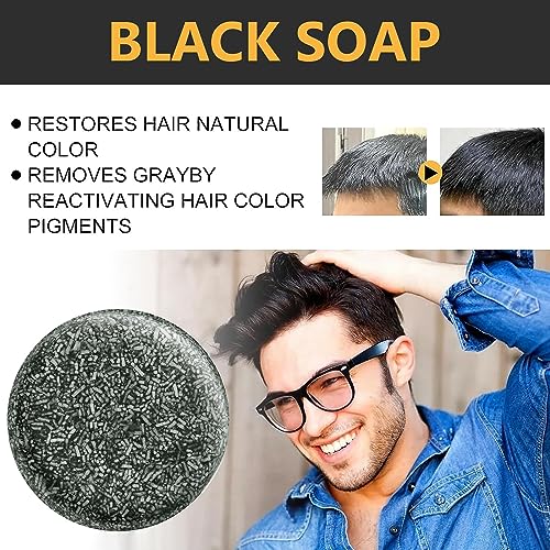 Gray Hair Reverse Bar,Black Soap for Gray Hair Coverage,Natural Hair Darkening Shampoo Bar,Fast Natural Black Hairs Shampoo BarSoap,Deep Clean & Scalp Care for Men Women(3Pcs)