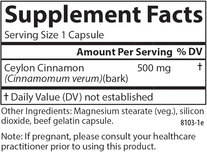 Carlson - Ceylon Cinnamon, Cinnamon Supplements, 500 mg, Cinnamon Extract Pills, Ceylon Cinnamon Capsules, 180 capsules