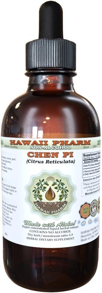 Chen Pi Alcohol-Free Liquid Extract, Chen Pi, Tangerine (Citrus Reticulata) Peel Glycerite Hawaii Pharm Natural Herbal Supplement 4 oz