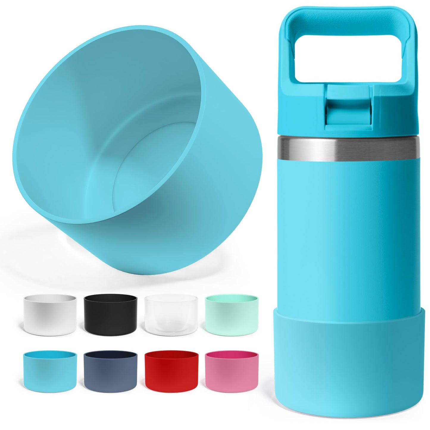 Jmoe USA Silicone Boot for Yeti Rambler Jr 12oz Bottle | 2mm Sleeve | Anti-Slip Boot | Protector for the Bottom of your Bottle | Protects Against Dents & Scratches | BPA Free Silicone (Reef Blue)
