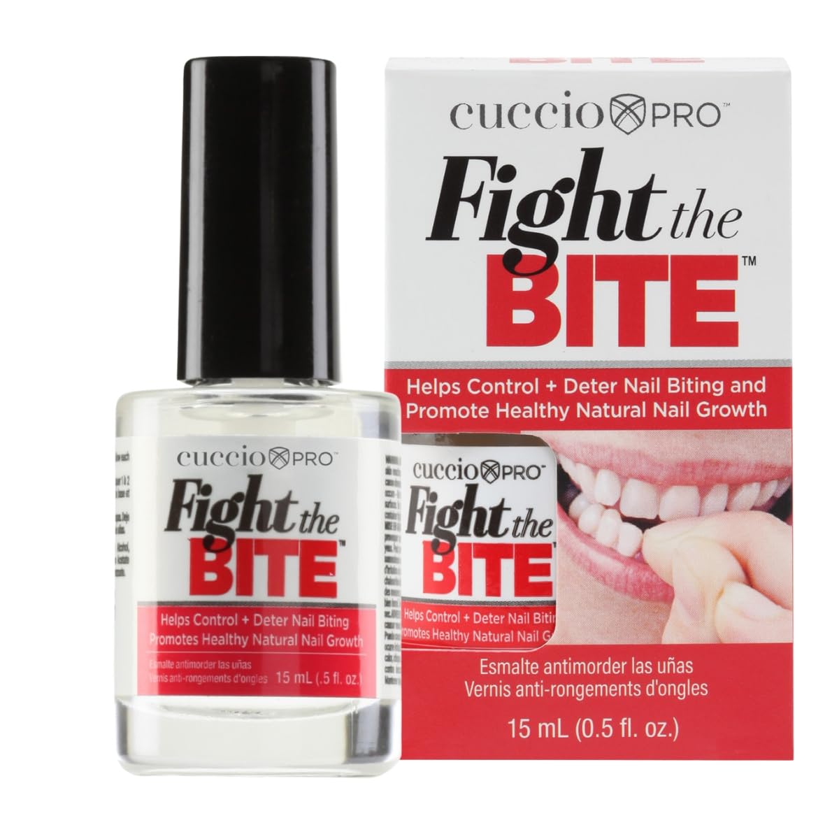 Cuccio Fight The Bite - Clear No Bite Nail Polish for Women & Men - Bitter Nail Polish to Deter Nail Biting - Promote Healthy Nail Growth - 0.50 Fl. Oz.