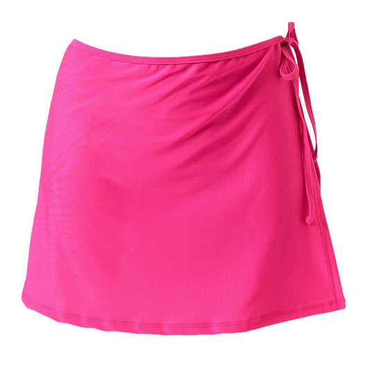JadeRich Women's Overlapped Side Tie Sarong Wrap Skirt Beach Swimwear Tankini Bikini Cover-up (No Brief) Rose Pink