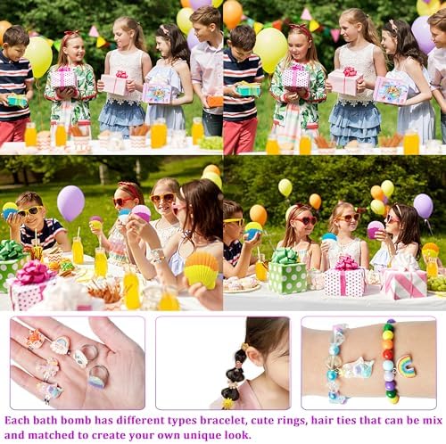 Kids Bath Bombs, 6 Pack Mermaid Bath Bombs for Kids, 4 Oz Natural Organic Bubble Shells with Surprise Jewelry, Perfect Birthday, Christmas Party