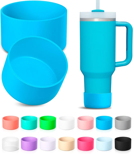 KTKUDY 2Pcs Silicone Boot for Stanley Quencher Tumbler H2.0 30 oz 40 oz & IceFlow 20 oz 30 oz & intended for Hydro Flask Water Bottle 12-24 oz - Protective Cup Bottom Accessories Fits Stanley Cup