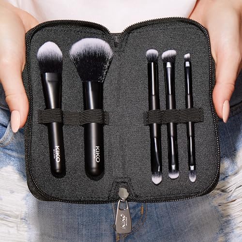 KIKO Milano Travel Brush Set | Travel Pouch With 5 Professional Brushes
