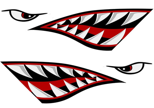 Left and Right Big Set, Shark Teeth Mouth Decals Sticker, 15 inches - Fishing Boat Canoe Car Truck Kayak Graphics Accessories