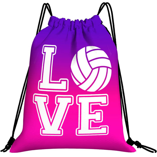 Braytow Love Volleyball Drawstring Backpack Gym String Bag Drawstring Sackpack Sport One Size