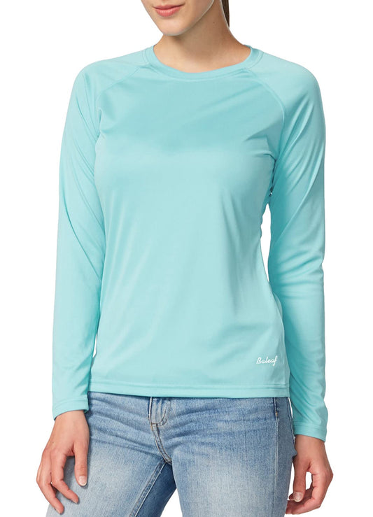 BALEAF Women's Long Sleeve Shirts UPF 50+ Sun Protection SPF Quick Dry Lightweight T-Shirt Outdoor Hiking Runing Fishing Light Green Size S