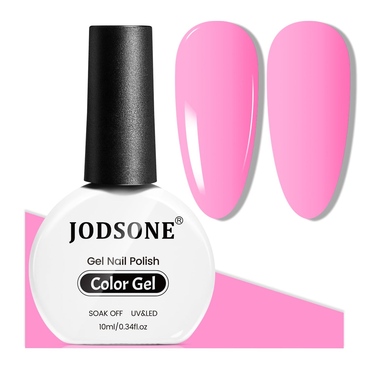 JODSONE 10ml Gel Nail Polish Light Pink Nail Polish Gel Bright Pink High Gloss Soak Off U V Nail Manicure Salon DIY at Home
