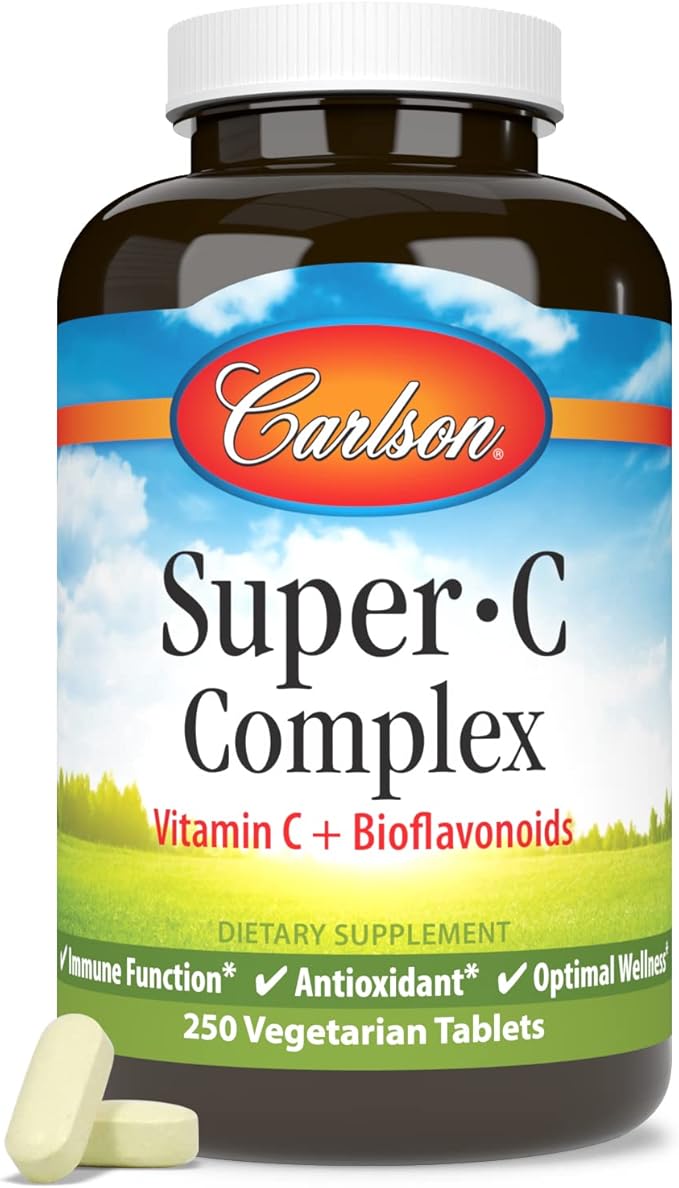 Carlson - Super-C Complex, Vitamin C + Bioflavonoids, Immune Function & Optimal Wellness, Antioxidant, 250 Vegetarian Tablets