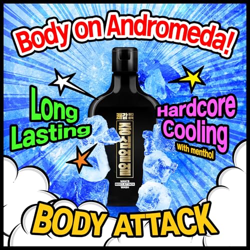 Joongsim Ulul Body Attack Mens Sports Massage Shower Gel Cool Menthol Remove Odor Mint Scent Body Wash 6.76 fl. oz