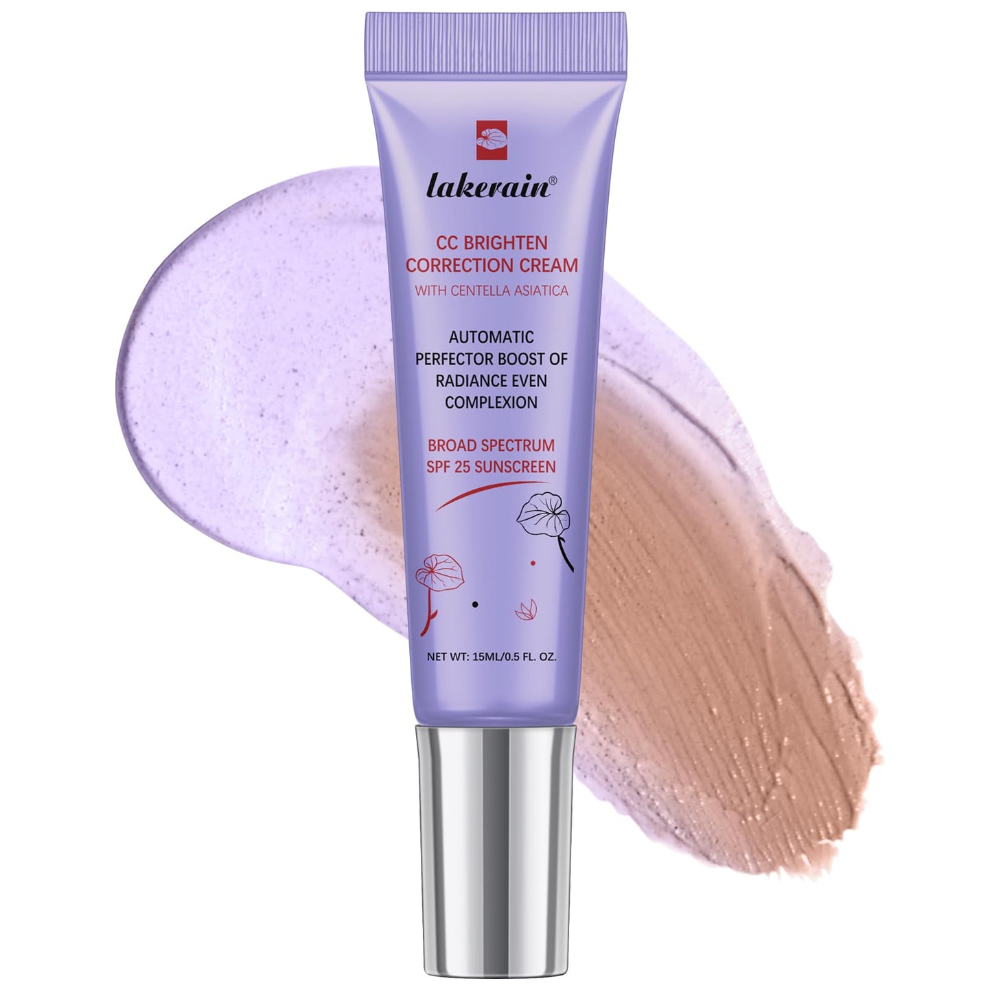 CC Brighten Correction Cream With Centella Asiatica - Improve Skin Dullness - Lightweight Hydration - Soothe & Moisturize - Adjust Skin Tone (Purple)