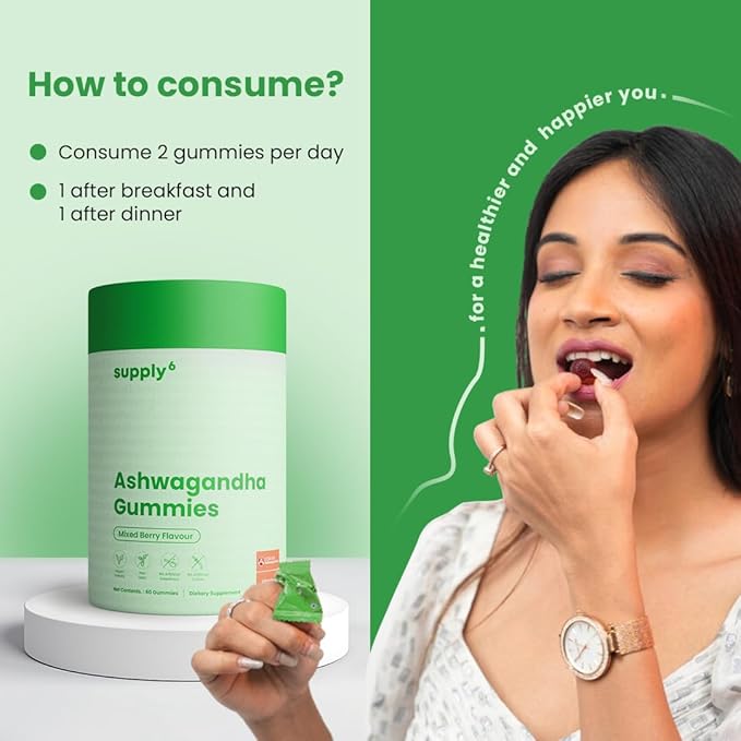 KSM-66 Ashwagandha & Vitamin D Gummy - 60 Count - Mixed Berry, KSM-66, Vegan, Plant Based, Non-GMO, Gluten-Free & Gelatin Free, for a Happier You, Pack of 1