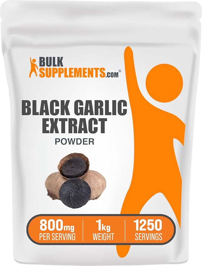 BulkSupplements.com Black Garlic Extract Powder - Aged Garlic Extract, Herbal Supplement - Vegan & Gluten Free, 800mg per Serving, 1kg (2.2 lbs) (Pack of 1)