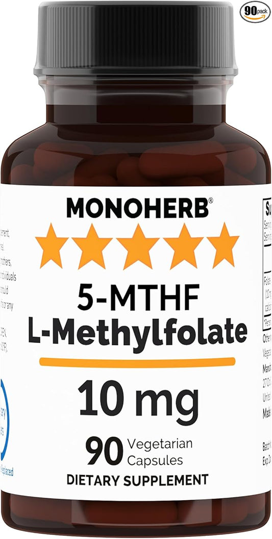 L-Methylfolate 5-MTHF 10 mg - 90 Vegetarian Capsules - Methyl Folate Supplement