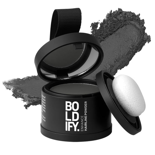 BOLDIFY Hairline Powder - Root Touch Up Hair Color for Gray Coverage - Bald Spot Concealing Hair Powder for Women & Men - 48-Hour Stain-Proof - Dark Gray
