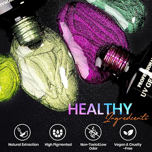 Cat Eye Gel Nail Polish Set - 12 Colors 9D Magnetic Nail Polish Gel Galaxy Cateye Nail Gel Polish with 1 Black Gel and Magnetic Lamp Cure Required Home Manicure DIY Nail Art