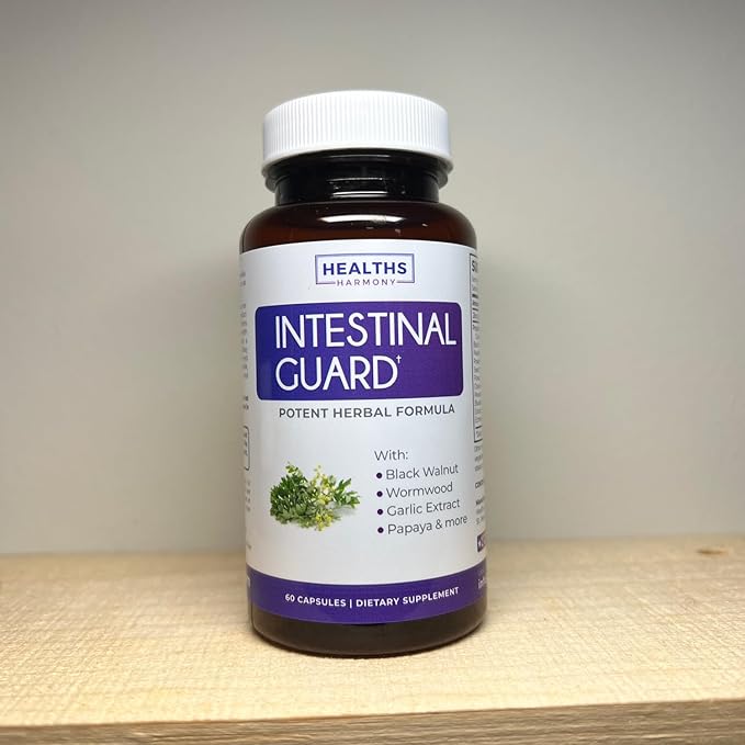 Intestinal Guard (Non-GMO) - Potent Natural Formula with Wormwood, Black Walnut, Goldenseal, PAU D'Arco, Clove, Garlic, More - All in One Supplement - 60 Capsules (No Pills)