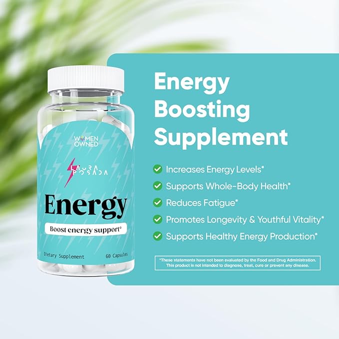 Laura Posada Energy Boosting Supplement 60 Capsules Daily All Natural Support - Revitalize Energy Endurance Level Vitamin D3, B1, B12 Optimize Vitality 100% Natural Non-GMO, Gluten-Free Made in USA