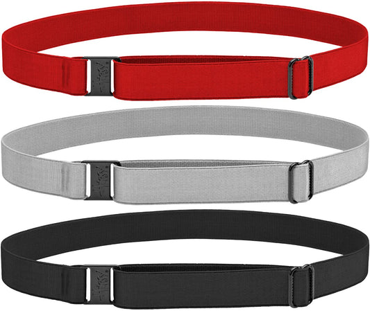 Hipsy Women's Wide Elastic & Adjustable Running Headband Multi Pack (Wide Black/Silver/Red 3pk)