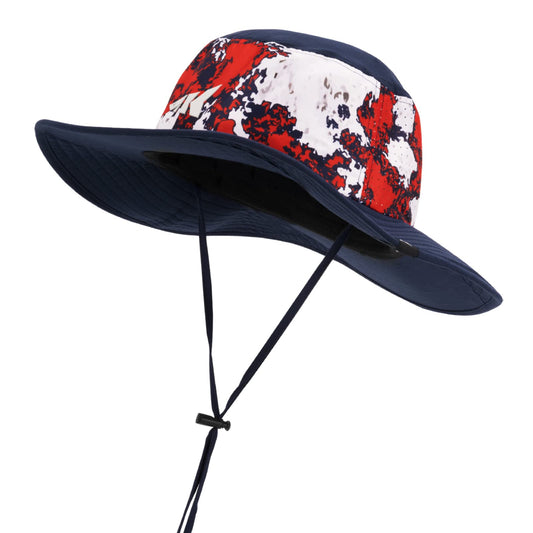 KastKing Fishing Hat for Men, Sun Protection, Pattern Beach Boonie Hat, Adjustable, Breathable Bucket Hats for Women, Boulder Camo Patriot Navy